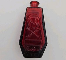 Garrafa venenosa rubi vermelha caveira e ossos cruzados caixão em forma de garrafa de vidro vintage comprar usado  Enviando para Brazil