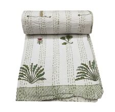 Colcha de algodão indiana feita à mão Kantha estampa bloco colcha queen comprar usado  Enviando para Brazil