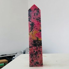 Obelisco de cristal de cuarzo rodonita rosa natural 623 g muestra mineral curación D415 segunda mano  Embacar hacia Mexico