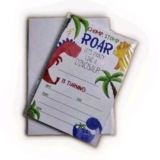 20 convites + envelopes de festa de aniversário infantil Chomp, Stomp e Roar Dinosaur comprar usado  Enviando para Brazil