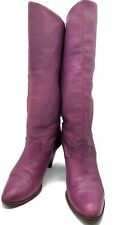 "Botas altas Nine West años 80 fucsia cuero ciruela brillante talla 9 cubano apilado tacón de 3""" segunda mano  Embacar hacia Argentina