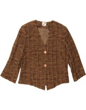 Jaqueta Blazer Feminina VINTAGE Manga 3/4 IT 42 Listrada Marrom Médio AA01 comprar usado  Enviando para Brazil