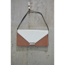 Christian Louboutin Autêntica Bolsa de Mão Bicolor Bolsa Envelope Logotipo Camelo Branco Vermelho comprar usado  Enviando para Brazil