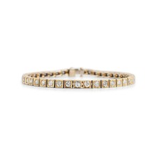 Pulseira de tênis antiga de ouro amarelo 14K com filigrana de diamante elo quadrado comprar usado  Enviando para Brazil