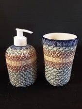Dispensador de sabão e copo de banheiro de cerâmica polonesa "outono" combinando comprar usado  Enviando para Brazil