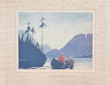 Rumo ao acampamento por C. Ivar Gilbert estampa vintage cena de lago canoa no deserto comprar usado  Enviando para Brazil