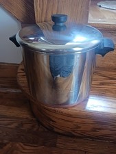 Vaso vintage Revere Ware 8 qt aço inoxidável folheado a cobre 1801 com tampa comprar usado  Enviando para Brazil