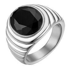 Aliança de noivado de casamento masculina de aço inoxidável pedra ônix preto pedra motociclista 7-12 comprar usado  Enviando para Brazil