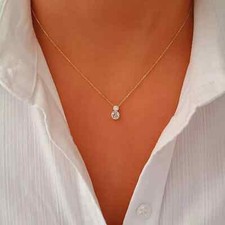 Pingente de beleza feminino folheado a ouro amarelo 14K 1 quilate corte redondo diamante criado em laboratório comprar usado  Enviando para Brazil
