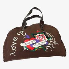 Vintage Don Ed Hardy 1971 Bolsa de Duffle Marrom "O Amor é Mistério" Bolsa de Boliche de Pano, usado comprar usado  Enviando para Brazil