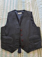 Leather button waistcoat for sale  BRIGHTON