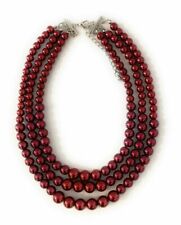 Burgundy faux pearls for sale  HOUNSLOW