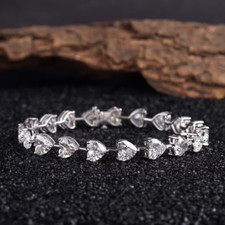 Brazalete de eslabones de tenis para mujer de diamantes simulados con corazón de 5 quilates enchapado en oro blanco de 14 quilates segunda mano  Embacar hacia Mexico