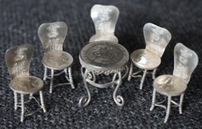 ANTIGA MESA MINIATURA MOEDA LEMBRANÇA TURNÊ MUNDIAL CHINESA FINAL DOS ANOS 1800 E 5 CADEIRAS comprar usado  Enviando para Brazil
