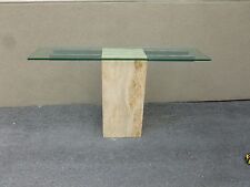 IMPONENTE CONSOLE DE MÁRMORE TRAVERTINO ARQUITETÔNICO DOS ANOS 1970 COM TAMPO DE VIDRO comprar usado  Enviando para Brazil