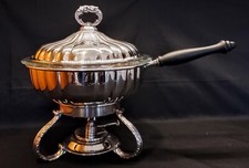 Aquecedor de alimentos Poole Silverplate Chafing Dish com forro de vidro Pyrex em suporte para queimador comprar usado  Enviando para Brazil