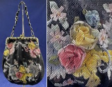 Bolsa de noite vintage Lorrie Kabala roseta fita preta rede renda bolsa de arte comprar usado Bolsa de noite vintage Lorrie Kabala roseta fita preta rede renda bolsa de arte comprar usado  Enviando para Brazil