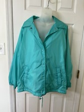 Jaqueta de chuva vintage atual vista feminina tamanho XL nylon encaixe forrado colarinho turquesa comprar usado  Enviando para Brazil