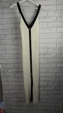 Vestido maxi feminino Zara malha com nervuras branco botão S frente sem mangas comprar usado  Enviando para Brazil