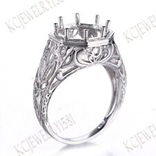 Venda anel fino de ouro branco 10K sólido casamento semi montagem 10mm corte redondo comprar usado  Enviando para Brazil