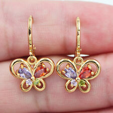 Brincos femininos pendurados borboleta topázio místico multicolorido folheados a ouro amarelo 18K comprar usado  Enviando para Brazil