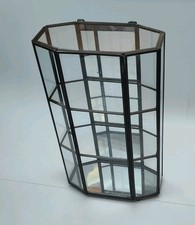 Vintage Pequeno Metal Pendurado Display Curio Estojo Vidro Espelho Pé Octaganal comprar usado  Enviando para Brazil