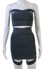 Conjunto de saia Dion Lee feminina com nervuras gola alta sem mangas azul tamanho 6 comprar usado Conjunto de saia Dion Lee feminina com nervuras gola alta sem mangas azul tamanho 6 comprar usado  Enviando para Brazil