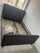 Upholstered grey double for sale  LONGFIELD