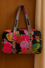 Bolsa de viagem de algodão preta feita à mão | Bolsa tote de viagem boho floral neon comprar usado  Enviando para Brazil