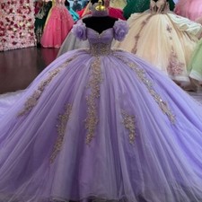 Usado, Vestidos de festa roxos Quinceanera aplique princesa aniversário doce 16 vestidos de baile comprar usado  Enviando para Brazil