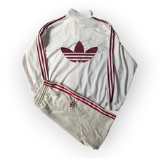 Usado, Jaqueta e calça Adidas anos 90 LOGOTIPO GRANDE Firebird branca vermelha M vintage retrô comprar usado  Enviando para Brazil