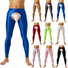 Leggings masculinas calças virilha aberta respirável roupa íntima cintura alta clubwear ioga, usado comprar usado  Enviando para Brazil