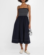 NOVO VESTIDO MIDI VERONICA BEARD Kaela Smocked azul marinho comprar usado  Enviando para Brazil