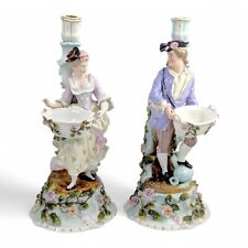 Raro Sitzendorf Porcelana Figural Candelabros Par "Jardineros" C.1890 comprar usado  Enviando para Brazil