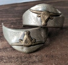 Bota de cowboy vintage protetores de salto bronze chifre longo emblema de vaca México comprar usado Bota de cowboy vintage protetores de salto bronze chifre longo emblema de vaca México comprar usado  Enviando para Brazil