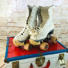 Patins femininos femininos de couro branco juvenil vintage tamanho 4 com estojo  comprar usado  Enviando para Brazil