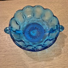 Tigela de vidro vintage âncora Fairfield azul alça dupla bugiganga porca doce comprar usado  Enviando para Brazil
