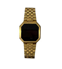 Relógio de pulso digital Nixon masculino clássico tom dourado robô rock re-execução octógono LEIA comprar usado  Enviando para Brazil