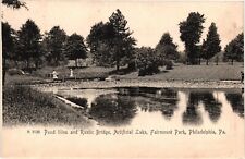 Cartão postal antigo - Lírios de lago e ponte rústica lago artificial Fairmount Park PA comprar usado  Enviando para Brazil