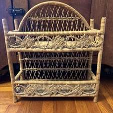 Prateleira de vime natural pendurada na parede 2 camadas banheiro quarto rack 15,5" L x 17,5" A comprar usado  Enviando para Brazil