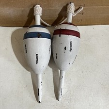 Decoração de parede vintage de madeira bóias decorativas branco vermelho azul 4 x 11 praia lago comprar usado  Enviando para Brazil