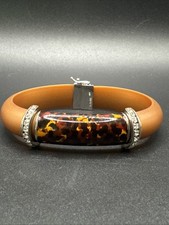 Pulseira de borracha escovada 7 pol. prata esterlina CZ esmalte tartaruga 925 R20  comprar usado  Enviando para Brazil