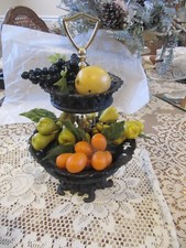 Antiga tigela de sobremesa decorativa de ferro fundido bancada 2 camadas de frutas ~ frutas incluídas comprar usado  Enviando para Brazil