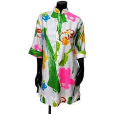 Mini vestido mod túnica floral abstrato neon vintage anos 70 CATHERINE OGUST S/M comprar usado  Enviando para Brazil