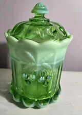 Opala Mosser Glass verde vasilha com tampa cabo cerejas impressão digital 10" comprar usado  Enviando para Brazil