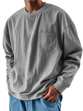 Camiseta Pulôver Masculina Manga Longa Clássica Casual Baggy Gola Redonda Camiseta comprar usado  Enviando para Brazil