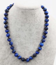 Colar de contas redondas de pedra preciosa olho de tigre azul natural 10 mm 14-54 pol. AAA, usado comprar usado  Enviando para Brazil