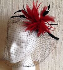 Red feather fascinator for sale  MAIDENHEAD