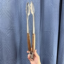 Pinças para churrasco de aço inoxidável, cabo de madeira maciça, trava de metal para cozinha Desi... comprar usado  Enviando para Brazil
