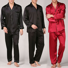 Conjunto de pijamas masculinos de seda cetim manga comprida pijama roupa de dormir pijama roupa de dormir comprar usado  Enviando para Brazil
